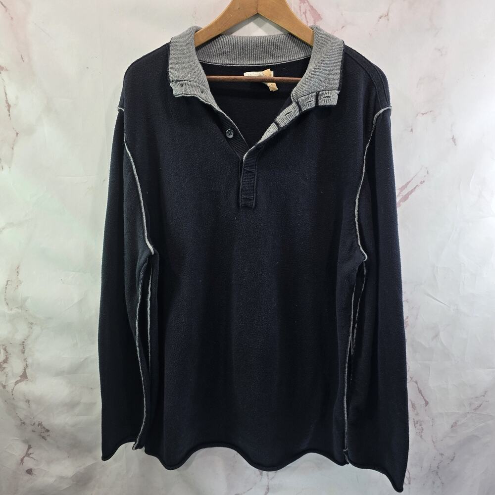 Carbon 2 Cobalt Sweater Mens XL Black Gray Cotton Cotton Cashmere Carbon2Cobalt